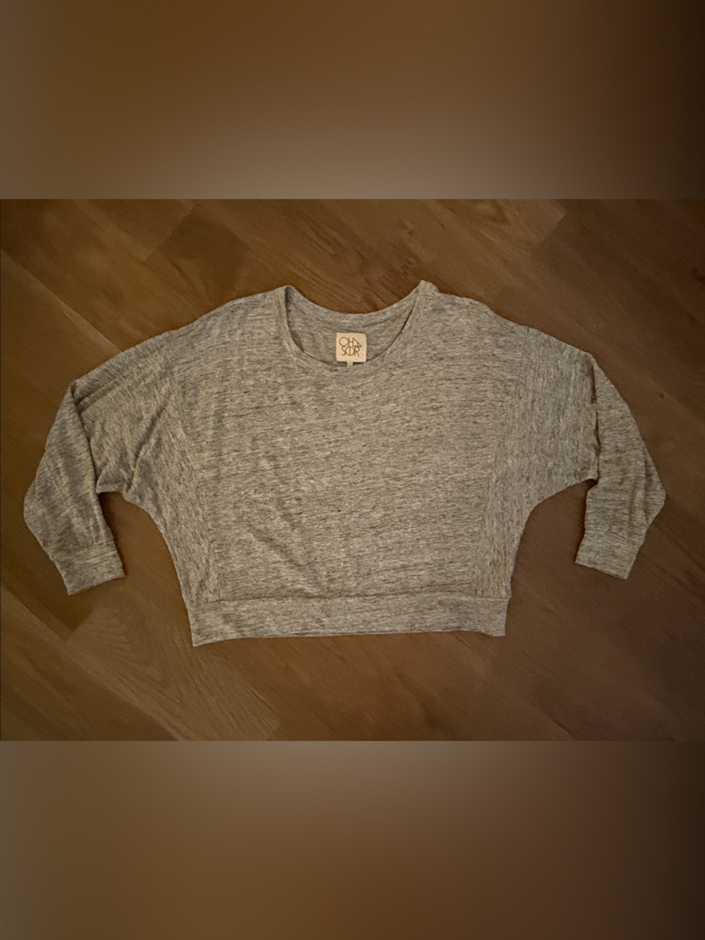 Chaser Heather Gray Cropped Long Sleeve Tee